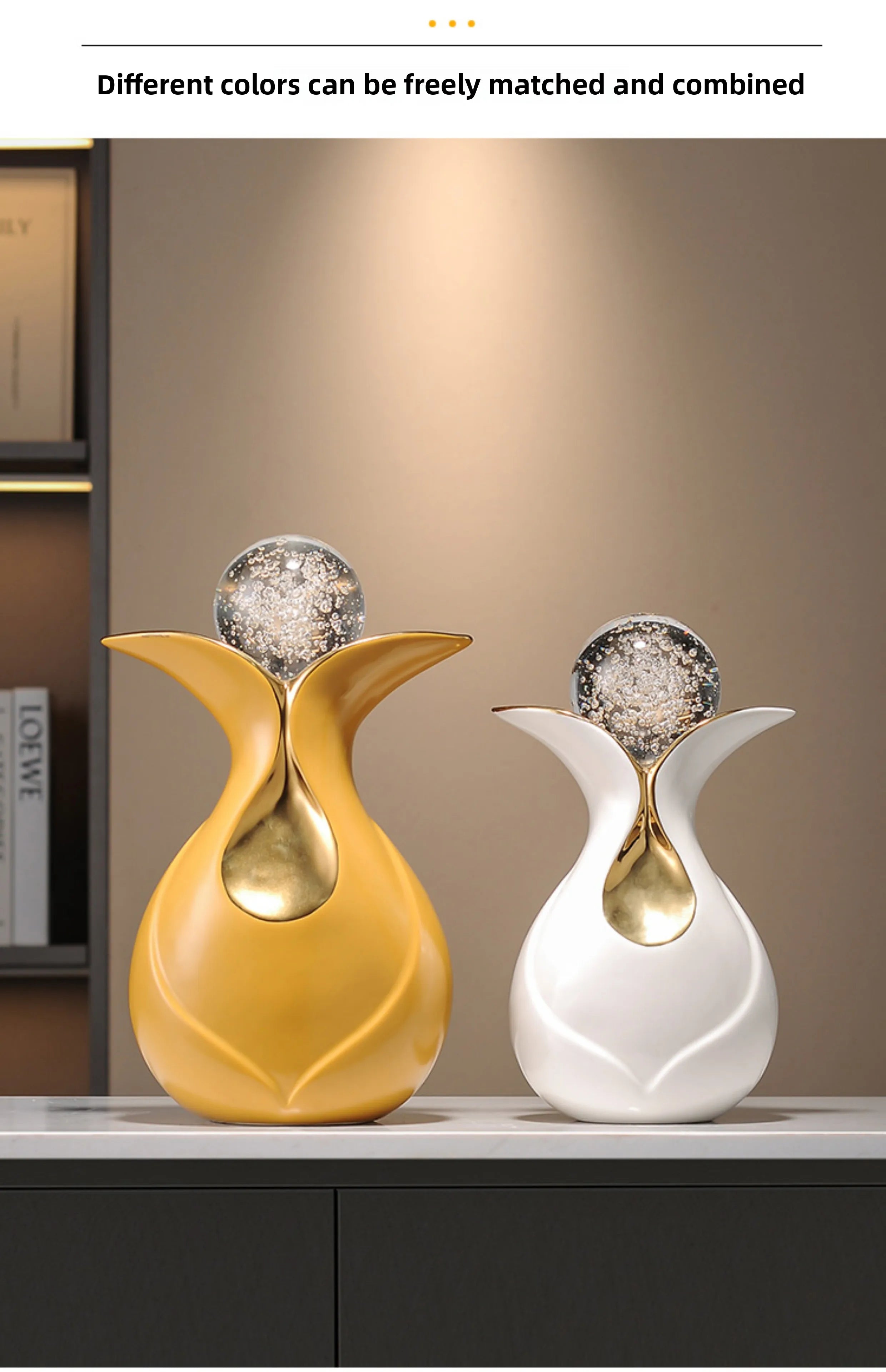 Modern Art Ceramic Feng Shui Crystal Ball figurine by MC THE BLACK DIAMOND for home decor and spiritual ambiance.