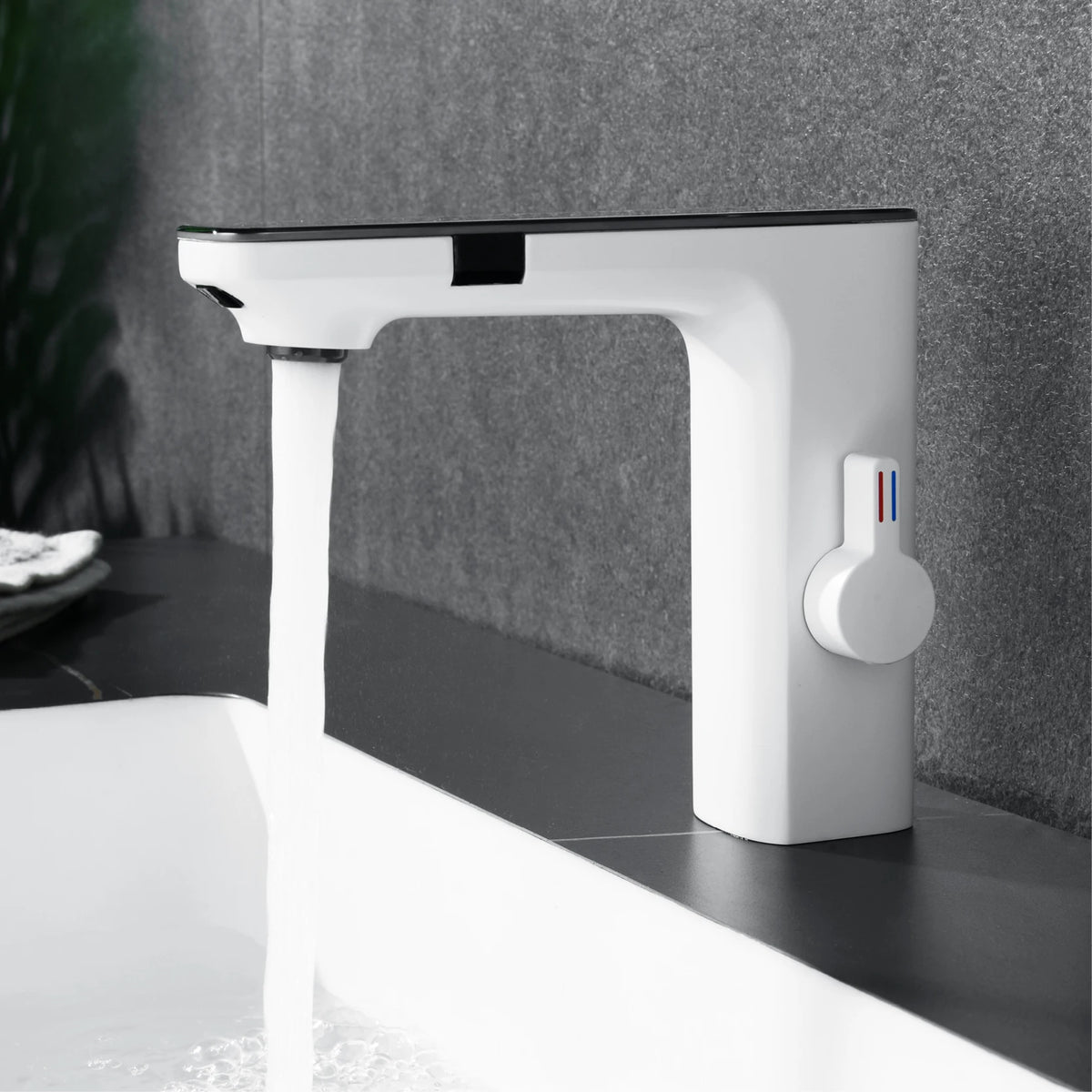 MC THE BLACK DIAMOND bathroom sink faucet with LED light temperature display, single handle, cold and hot water basin tap