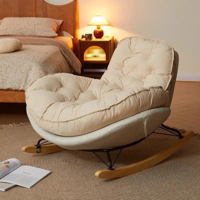 MC THE BLACK DIAMOND chaise longue in a modern living room with a comfortable, stylish rocking chair lounge and Nordic luxury design.