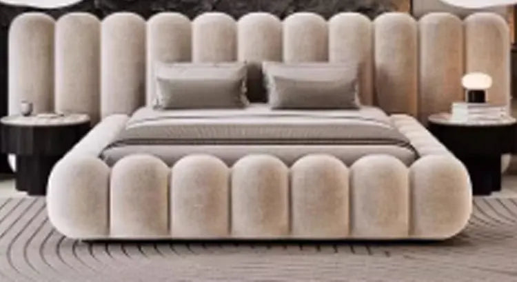 Large, comfortable MC THE BLACK DIAMOND bed with plush fabric and cozy design, perfect for a stylish and restful bedroom.