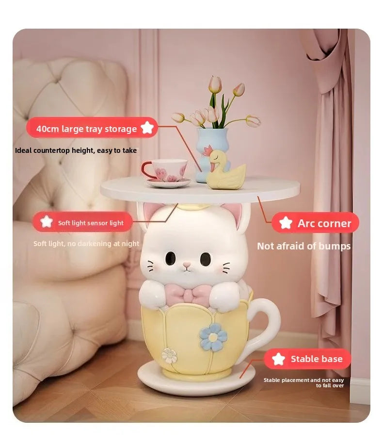 Kawaii MC THE BLACK DIAMOND coffee table with cute decor, round end table with a playful, stylish design for a cozy room.