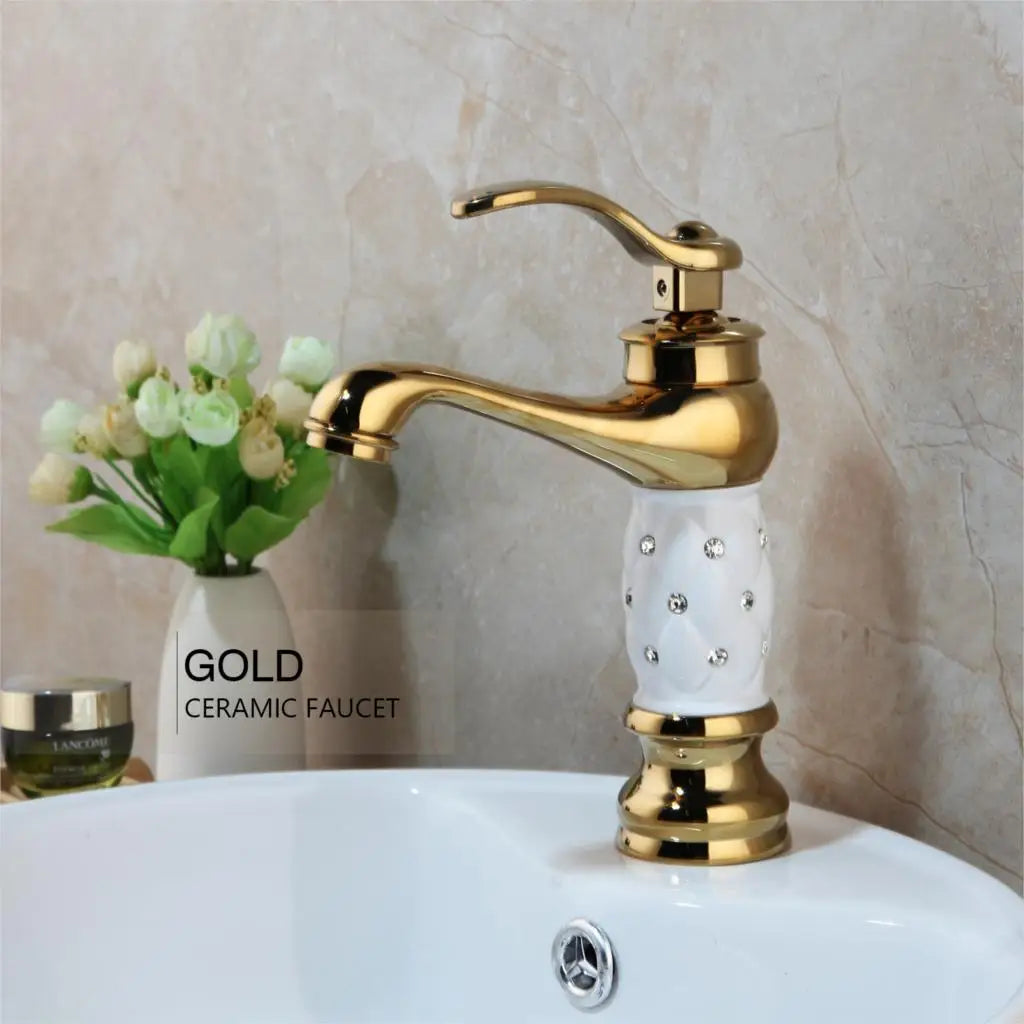 MC  Gold Polished Counter Top Bathroom Faucet