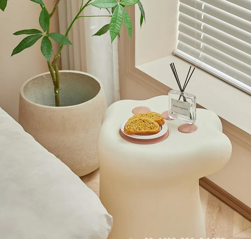 Cream-colored MC THE BLACK DIAMOND end table with a sleek design, perfect for living room or home décor.