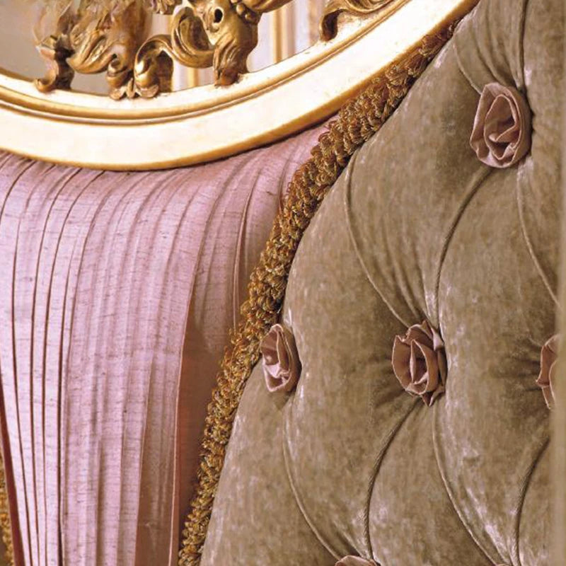 European court solid double bed by MC The Black Diamond featuring a sturdy wooden frame and elegant design.