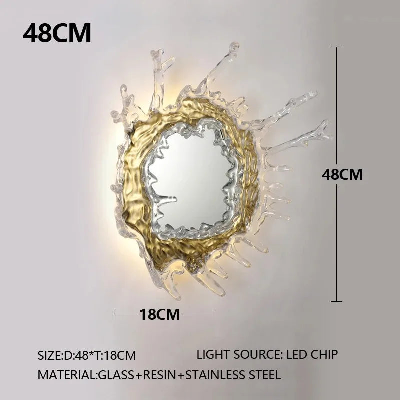 Modern LED wall lamp featuring an art water flower design with a mirror, by MC THE BLACK DIAMOND.