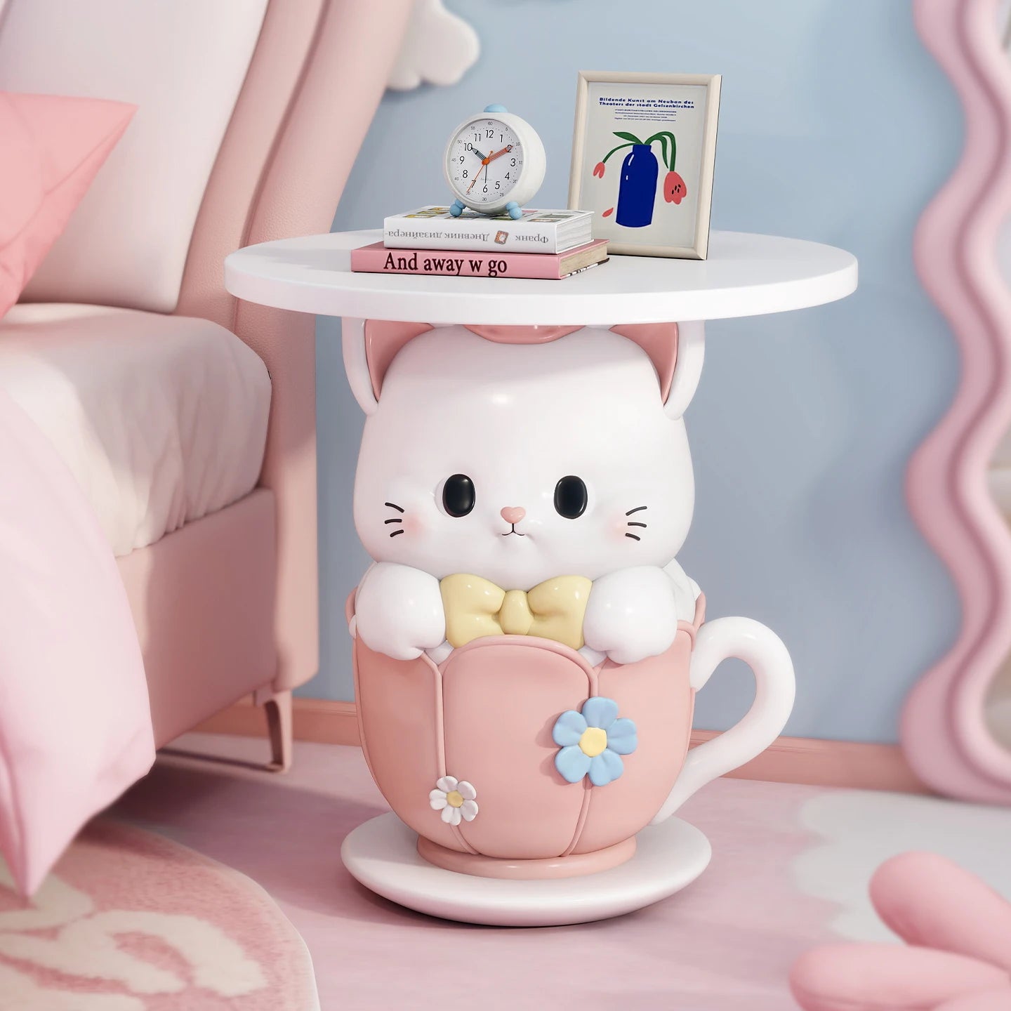 Creative cartoon-style coffee table by MC THE BLACK DIAMOND, colorful end table with playful design for living room decor.