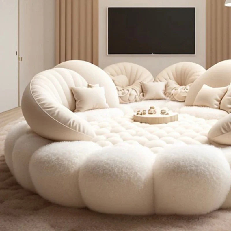 European full-size platform bed frame by MC THE BLACK DIAMOND with a round aesthetics design in a master bedroom setting.
