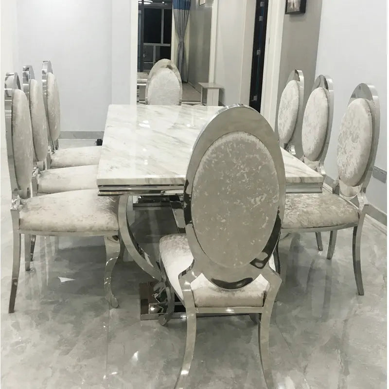 Elegant light luxury style dining table set by MC THE BLACK DIAMOND, featuring a sleek modern design and durable wood finish.