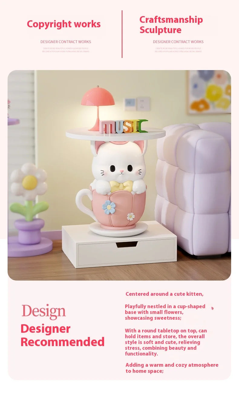 Kawaii room decor coffee table by MC THE BLACK DIAMOND, modern end table with cute, colorful design for stylish living spaces.