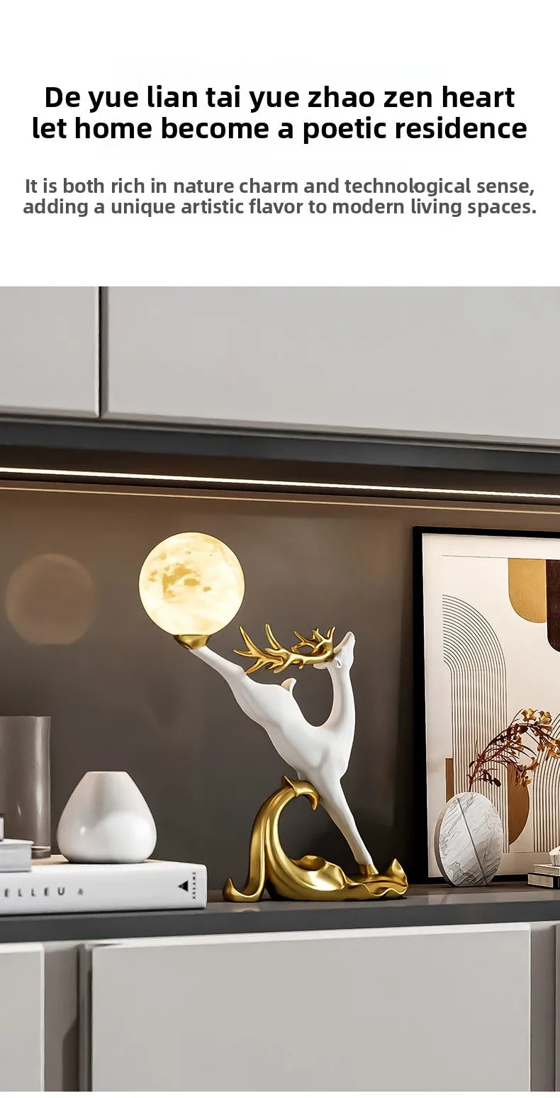 MC THE BLACK DIAMOND luxury deer figurine for home decor, ideal for living room or TV cabinet display.