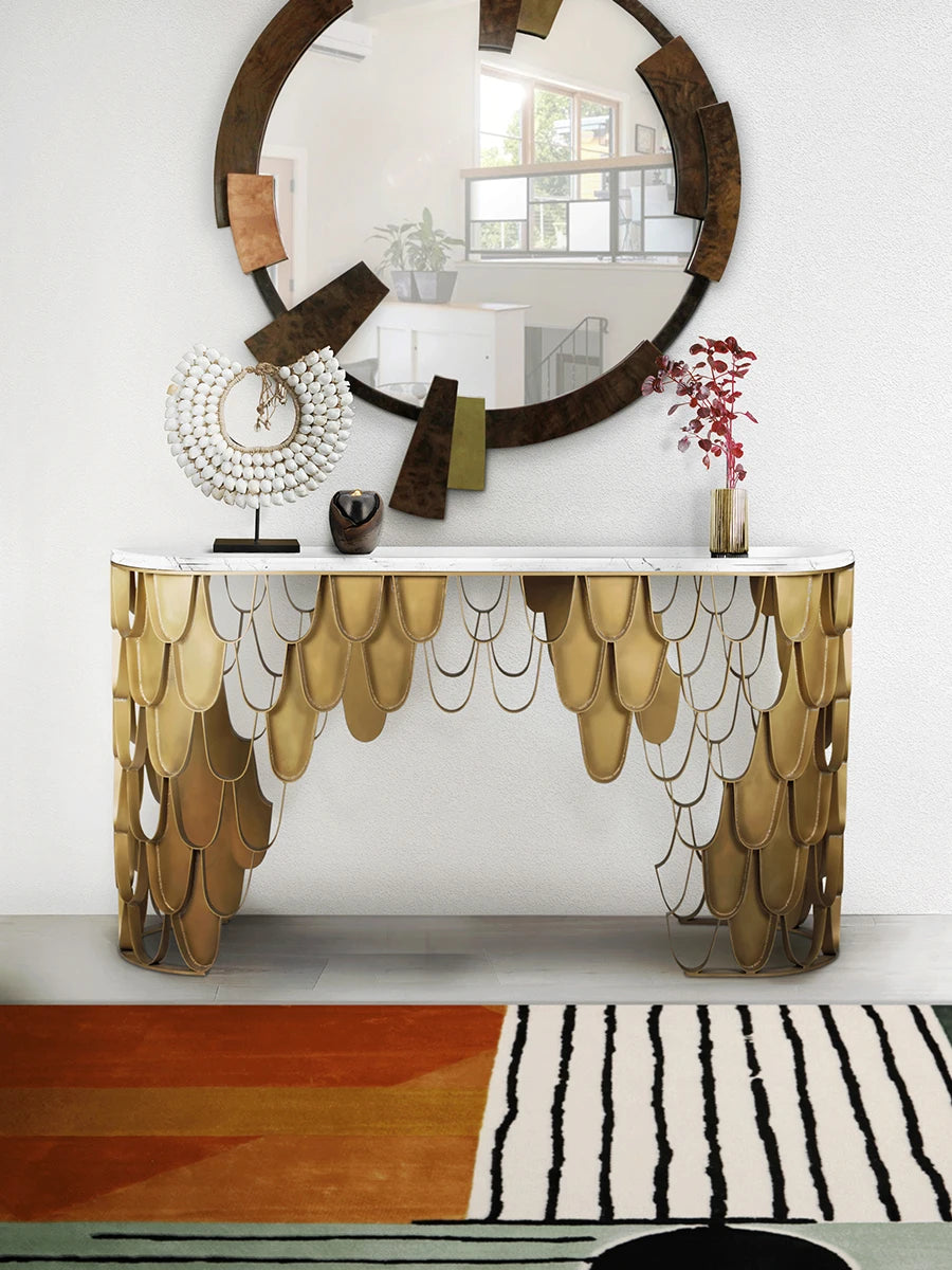 Nordic-style MC THE BLACK DIAMOND living room console table with sleek wooden surface and modern design.
