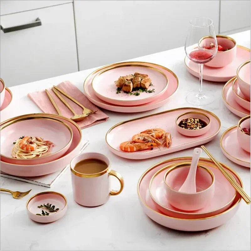 MC THE BLACK DIAMOND ceramic dinnerware set with plates and bowls, stylish kitchen ceramic tableware for dining.
