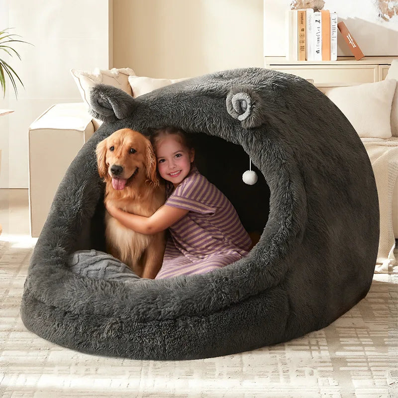 MC THE BLACK DIAMOND pet bed cave suitable for both humans and pets, cozy enclosed space for comfort and relaxation.