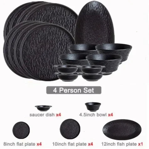 Modern Simplicity black and white frosted porcelain dinner set with ceramic bowls, dishes, and plates from 𝕄𝕔 𝕋𝕙𝕖 𝔹𝕝𝕒𝕔𝕜 𝔻�