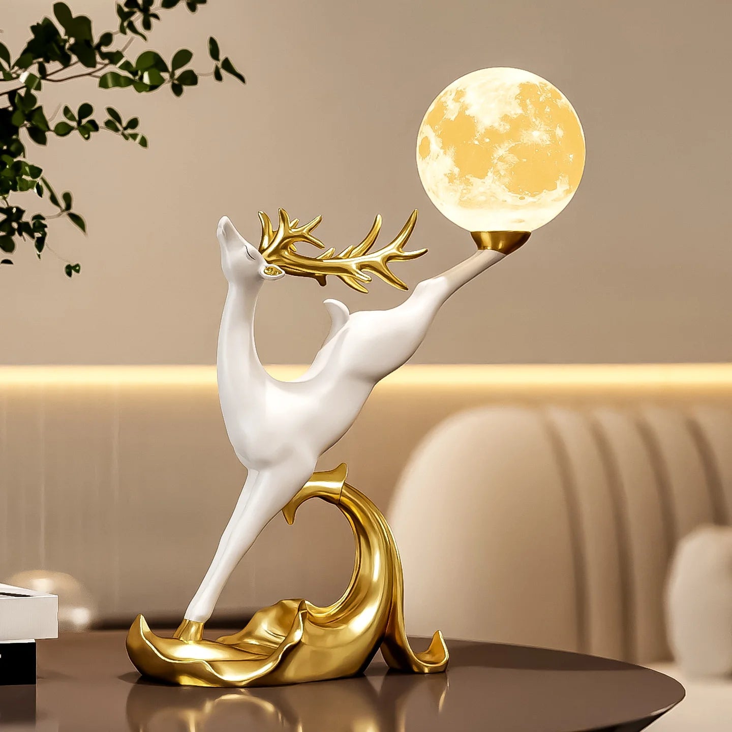 MC THE BLACK DIAMOND luxury deer figurine for home decor, ideal for living room or TV cabinet display, elegant and stylish.
