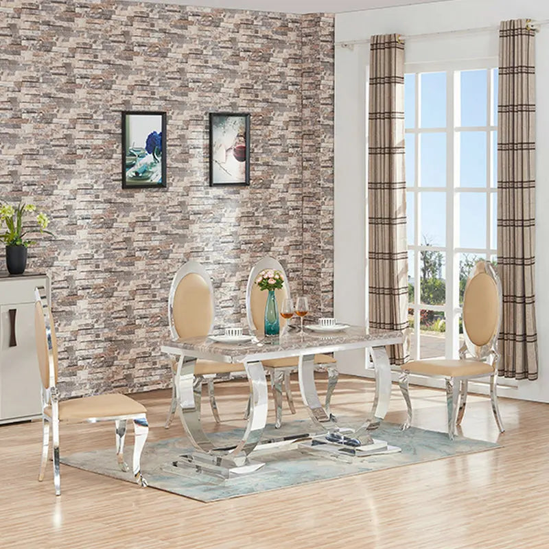 Elegant Light Luxury Style Dining Table SET by MC THE BLACK DIAMOND, showcasing sleek design and home decor sophistication.