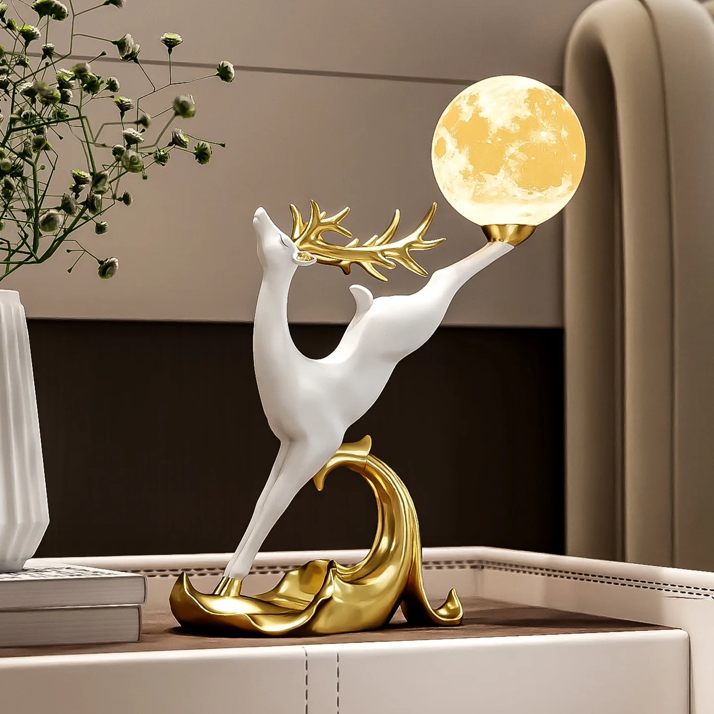 Luxury MC THE BLACK DIAMOND deer figurine for home decor, perfect for living room or TV cabinet display.