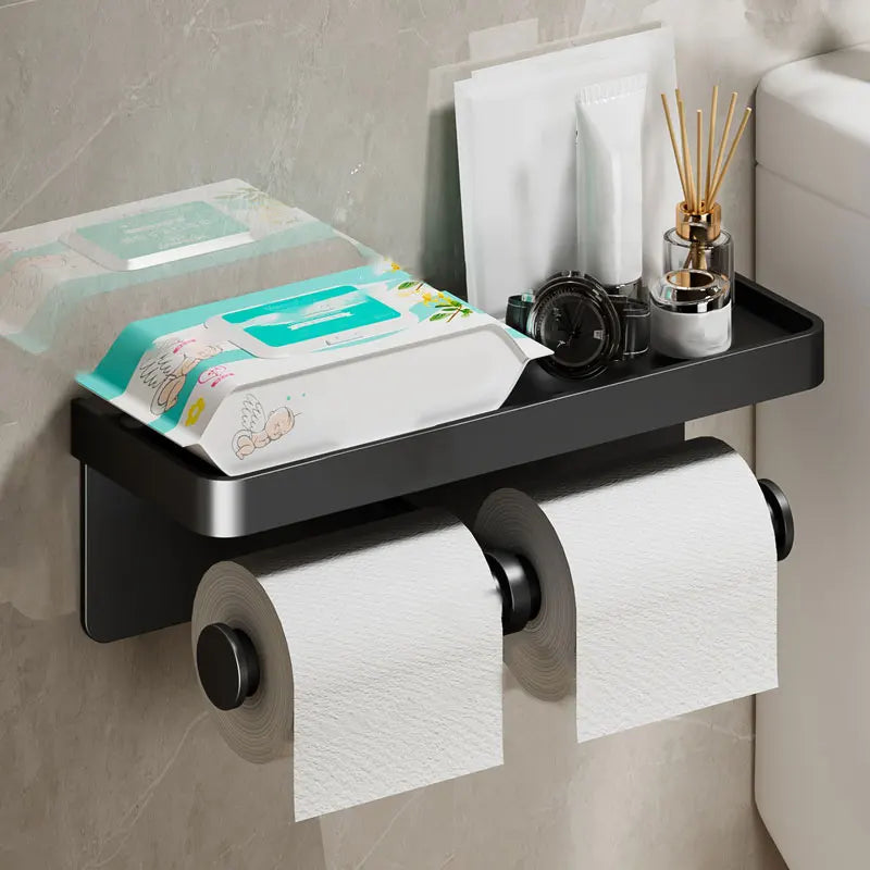 MC THE BLACK DIAMOND paper toilet paper holder in bathroom accessories, sleek metal design for bathroom organization.