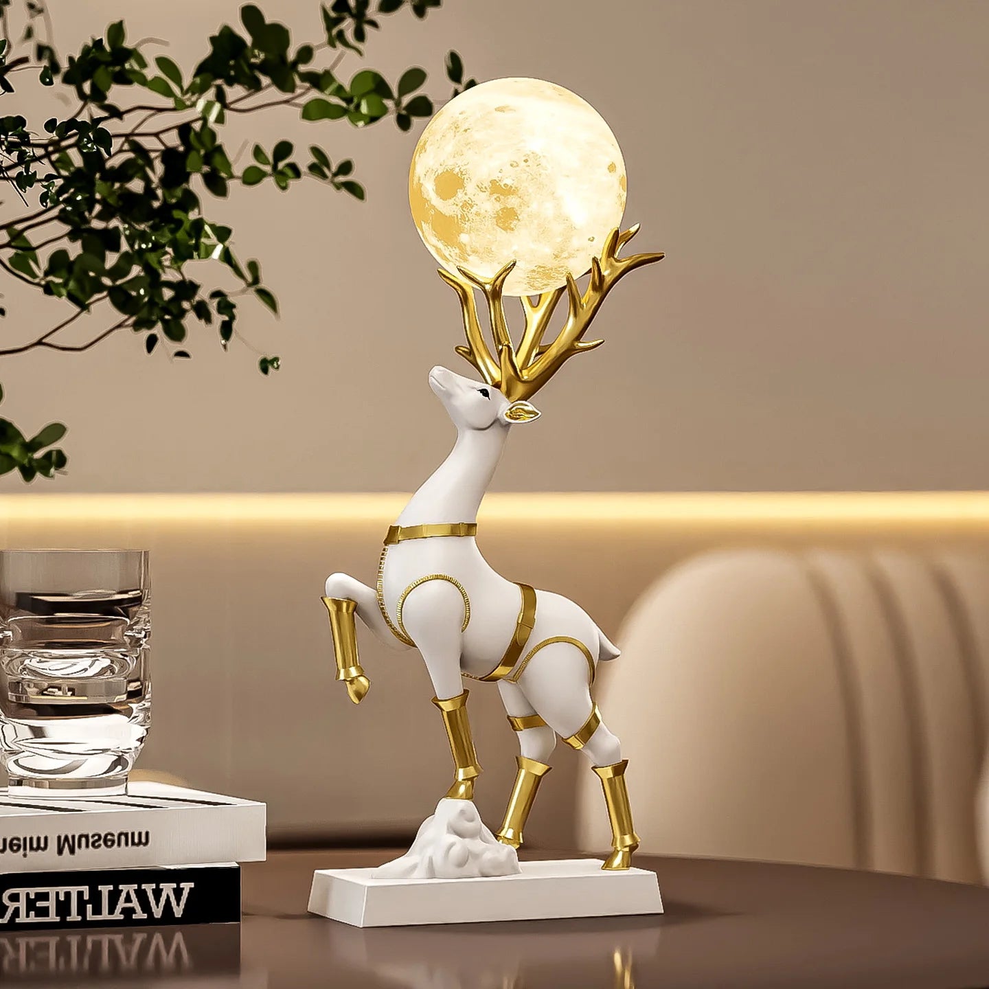 Luxury MC THE BLACK DIAMOND lucky deer sculpture for living room decor, detailed figurine for elegant home decoration.