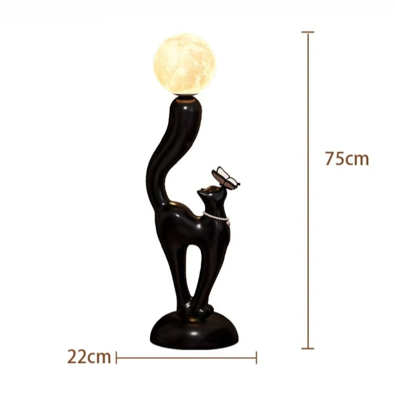 Creative Cat Statue floor decoration by MC THE BLACK DIAMOND, featuring a detailed feline figurine for home decor.