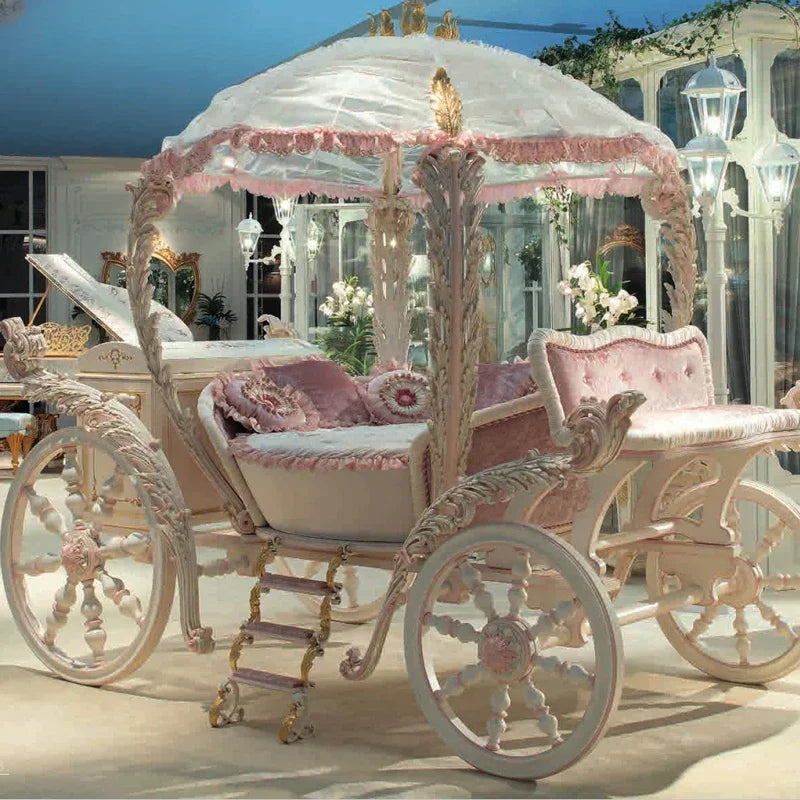 Pink Royal Princess Bed Carriage by MC THE BLACK DIAMOND, a custom French-style home decor bed with princess carriage design.