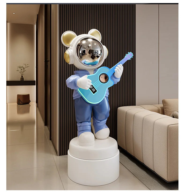 Large MC THE BLACK DIAMOND astronaut figurine for modern luxury floor decor, featuring a cartoon-style astronaut design.
