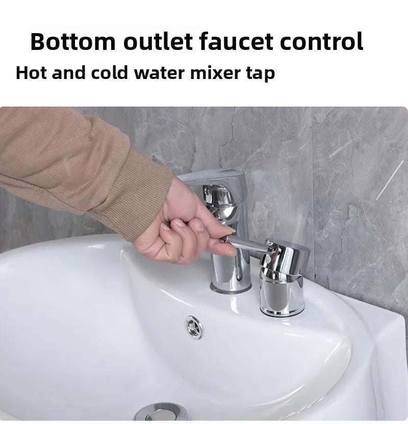 Ceramic wall-mounted Wudu basin by MC THE BLACK DIAMOND, floor-standing footbath for Muslim Wudu foot wash, pedestal sink design.