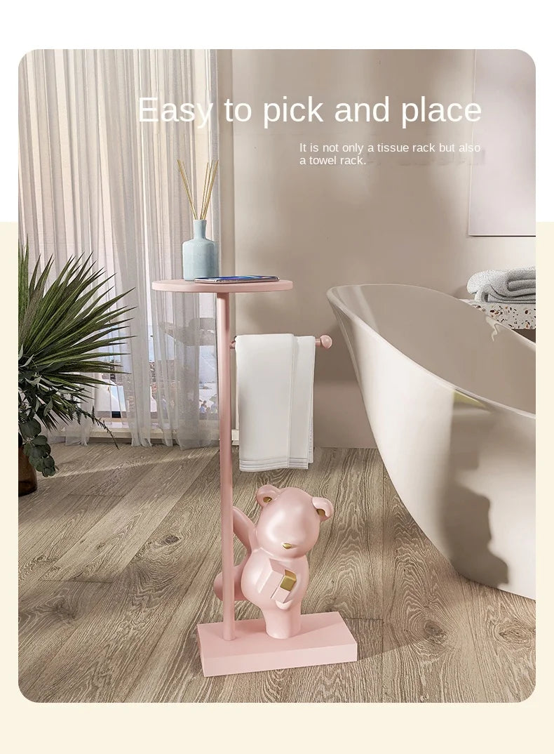 MC THE BLACK DIAMOND bear figurine toilet paper holder, decorative household decoration for bathroom.