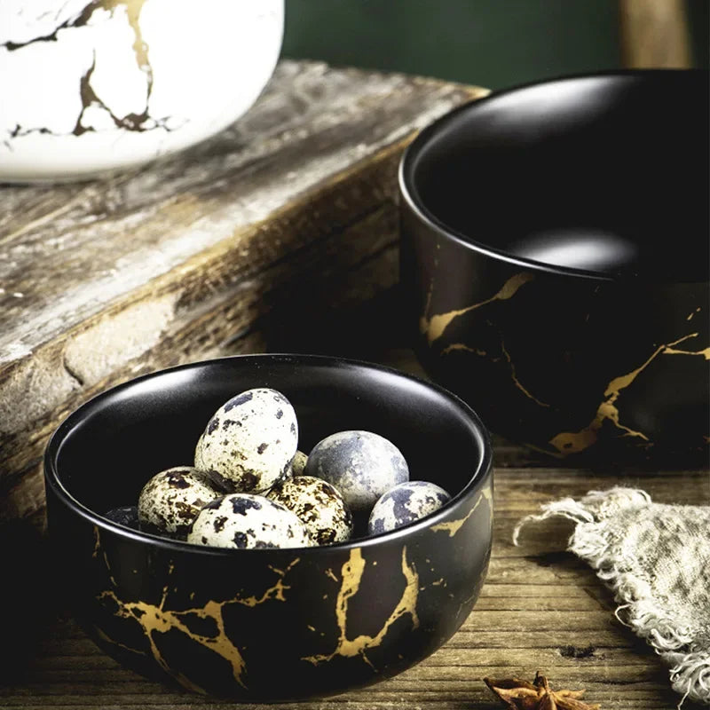 Ceramic bowl from MC THE BLACK DIAMOND home tableware set, round dinnerware bowl with a smooth glazed finish.