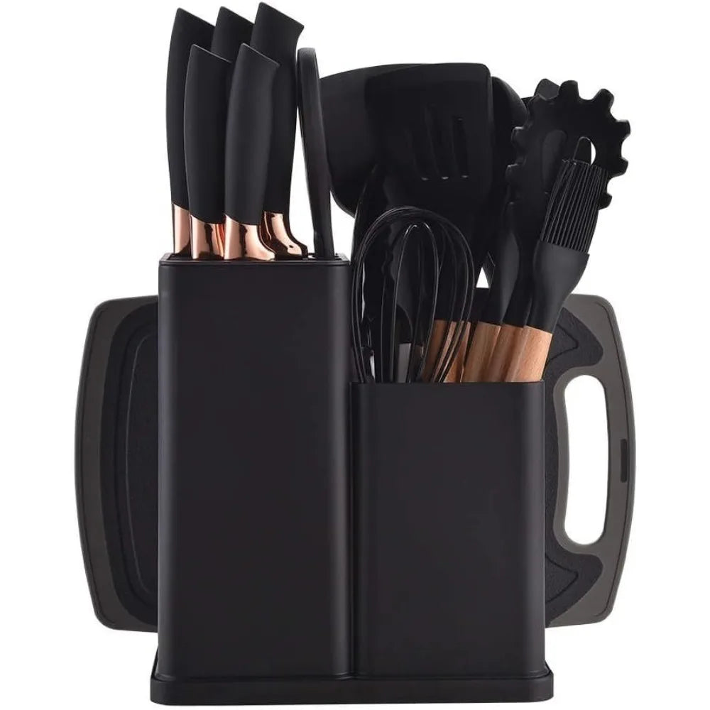 MC THE BLACK DIAMOND cooking spatula spoon from kitchen utensil set, black silicone kitchenware for stirring and serving.