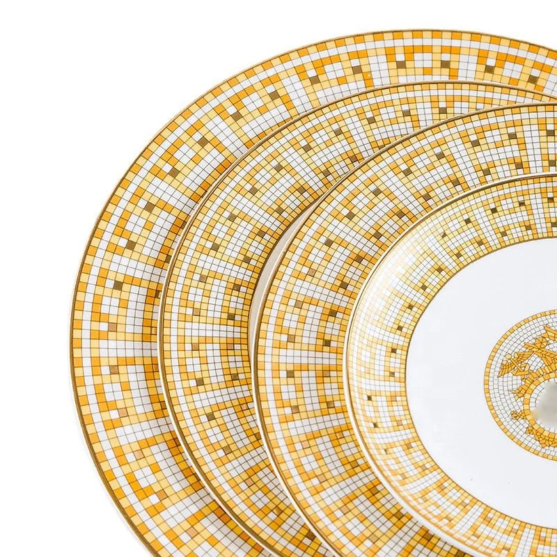 MC THE BLACK DIAMOND luxury style tableware set featuring elegant dinnerware with a sophisticated design and sleek finish.