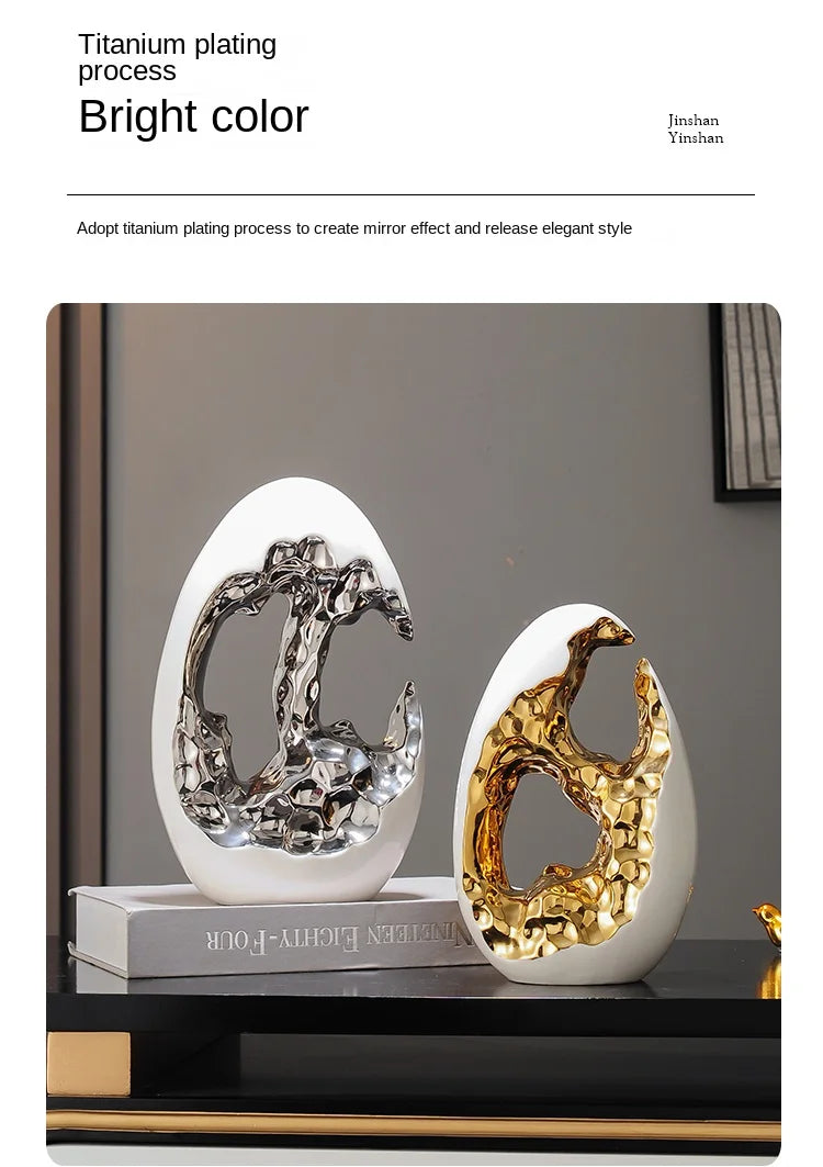 Gold figurines from MC THE BLACK DIAMOND decor set, displayed on living room TV cabinet or office desktop.