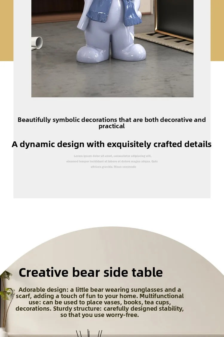 Nordic style living room small coffee table with decorative figurines by MC THE BLACK DIAMOND, showcasing modern decor accents.