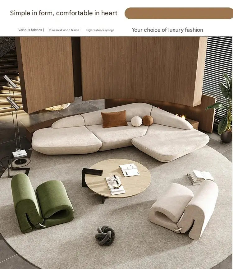Curved luxury leisure reception corner sofa by MC THE BLACK DIAMOND, showcasing plush cushions and modern sectional design.