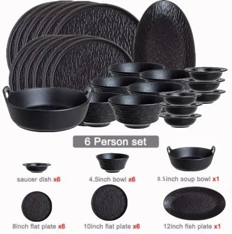 Modern Simplicity black and white frosted porcelain dinner set with ceramic bowls, dishes, and plates from 𝕄𝕔 𝕋𝕙𝕖 𝔹𝕝𝕒𝕔𝕜 𝔻�