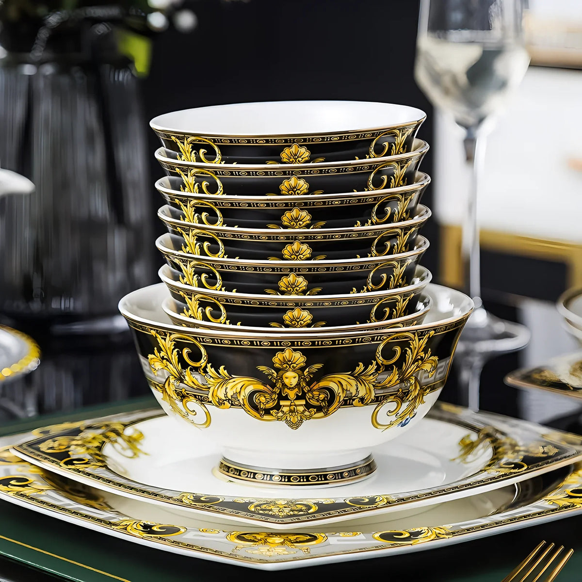 Ceramic dinnerware set by MC THE BLACK DIAMOND featuring plates, bowls, and mugs in a modern tableware ceramic design.