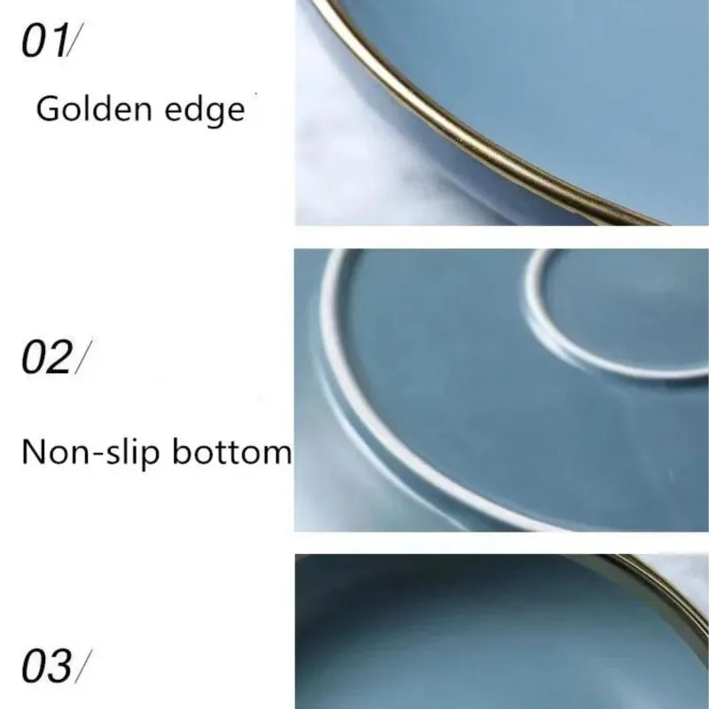 Matte ceramic dinnerware set featuring cereal bowls, dessert plates, and steak plates from 𝕄𝕔 𝕋𝕙𝕖 𝔹𝕝𝕒𝕔𝕜 𝔻𝕚𝕒