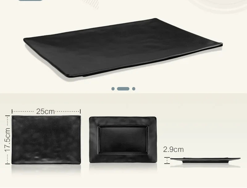 Set of MC THE BLACK DIAMOND dinnerware with plates, bowls, and utensils for household kitchen use, stylish and functional.