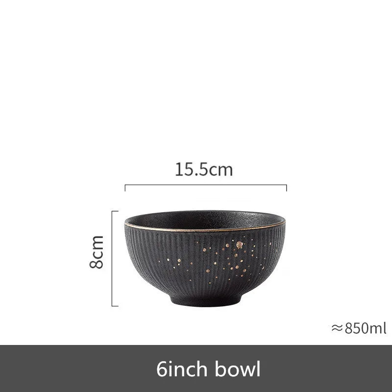 Set of ceramic dinnerware bowls and cutlery from MC THE BLACK DIAMOND kitchen dishes ceramic tableware set.