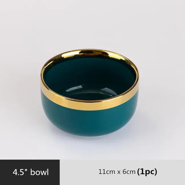 Green ceramic dinnerware set by MC THE BLACK DIAMOND featuring plates, bowls, and cups for family dining.