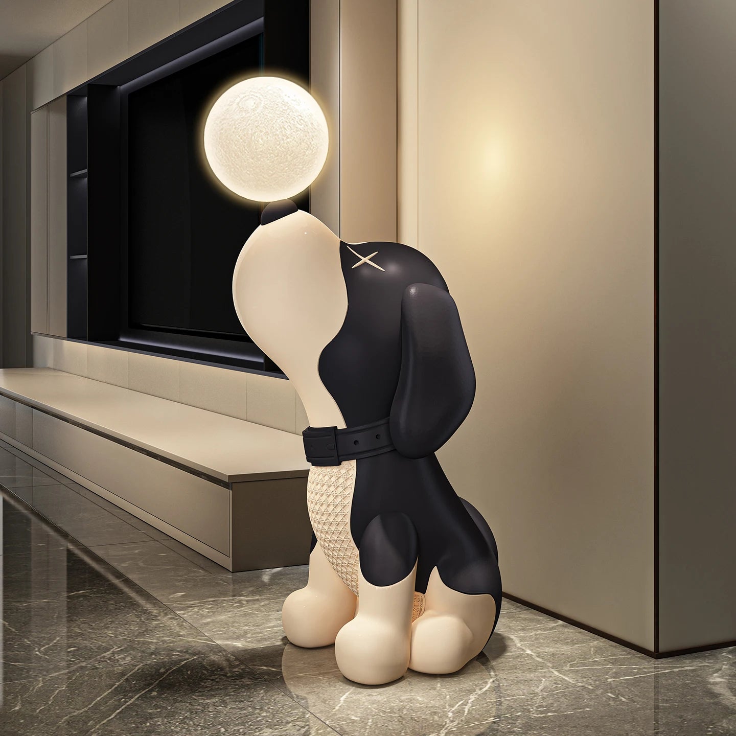 Large luminous Beagle dog sculpture by 𝕄𝕔 𝕋𝕙𝕖 𝔹𝕝𝕒𝕔𝕜 𝔻𝕚𝕒𝕞𝕠𝕟�