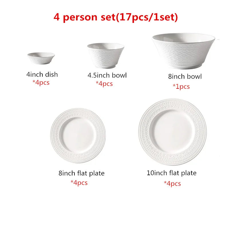Elegant MC THE BLACK DIAMOND ceramic luxury dinnerware set with white plates and bowls, perfect for sophisticated dining.