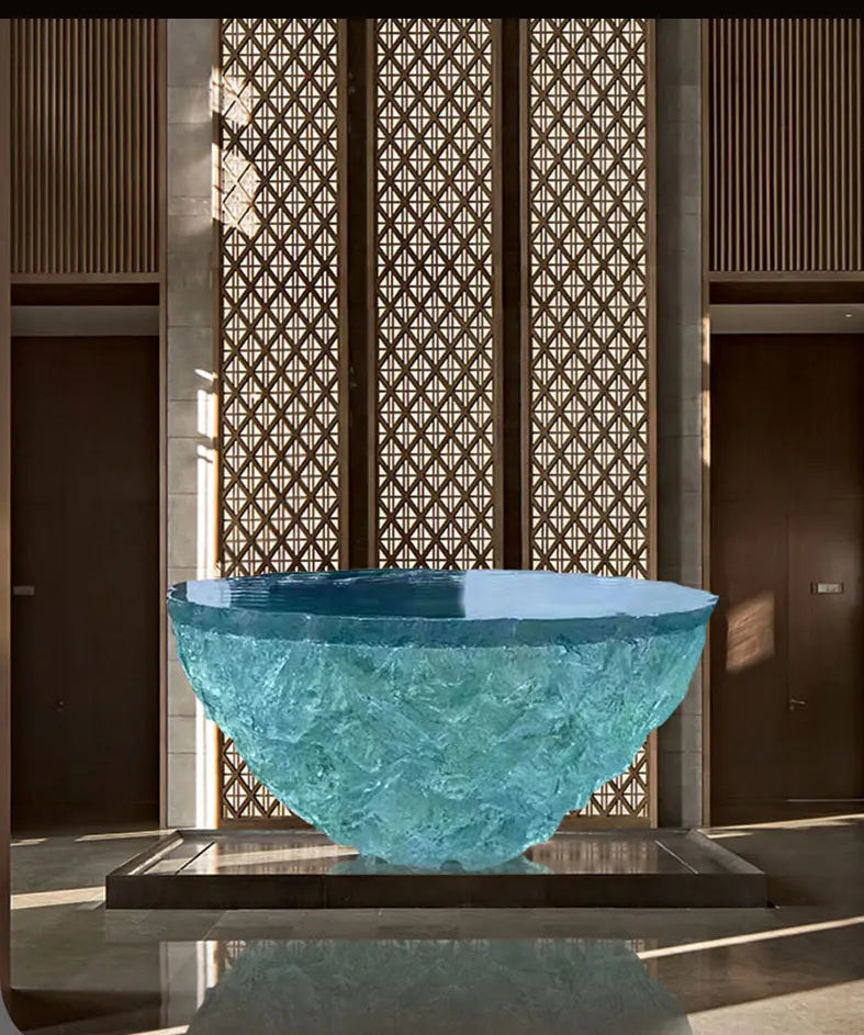 Creative transparent resin coffee table by MC THE BLACK DIAMOND featuring a sleek, modern design and clear resin surface.