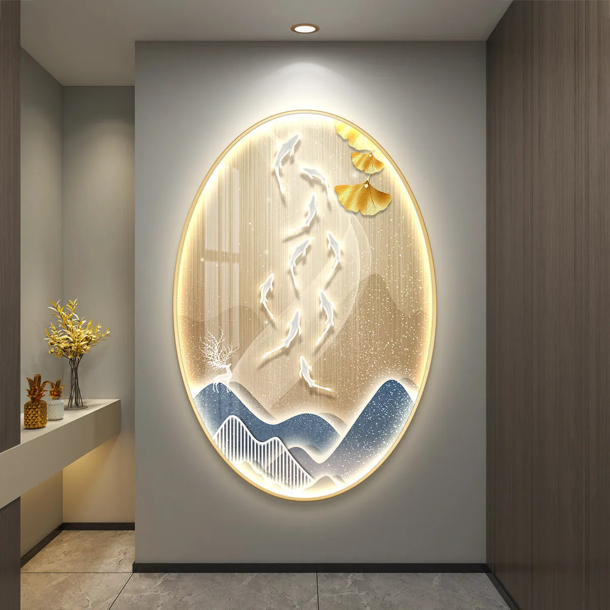 Aesthetic LED light painting poster by MC THE BLACK DIAMOND, high-end wall decor for living rooms and corridors with luminous artwork.