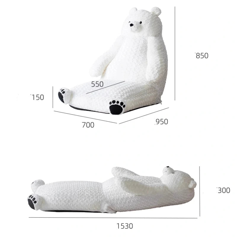 MC THE BLACK DIAMOND plush sectional sofa shaped like a bear, perfect for cozy bedrooms and playful living spaces.