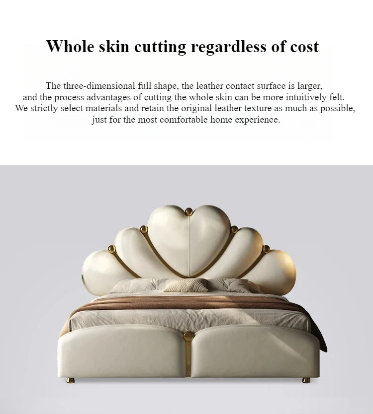 White waterproof Nordic aesthetic double bed headboard and frame from MC THE BLACK DIAMOND, featuring a sleek European queen size design.