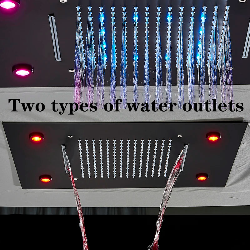 Matte black brass LED smart remote control for bathtub and shower faucets, designed by MC THE BLACK DIAMOND.