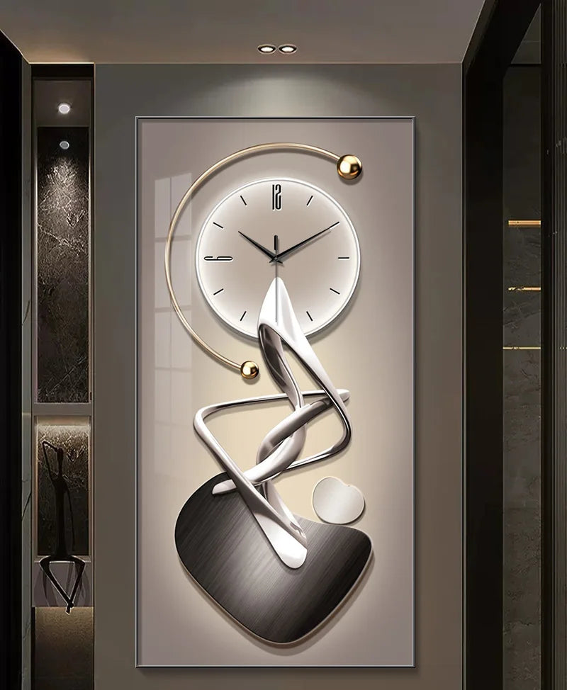 Modern design MC THE BLACK DIAMOND wall clock with minimalist black and white face, ideal for living rooms and corridors.