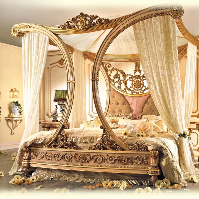 European court solid double bed by MC The Black Diamond with a sleek wooden frame and modern design.