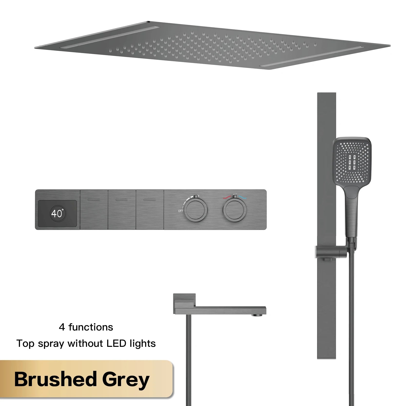 MC THE BLACK DIAMOND LED digital shower system with hot and cold water control, embedded bathroom faucet with display.
